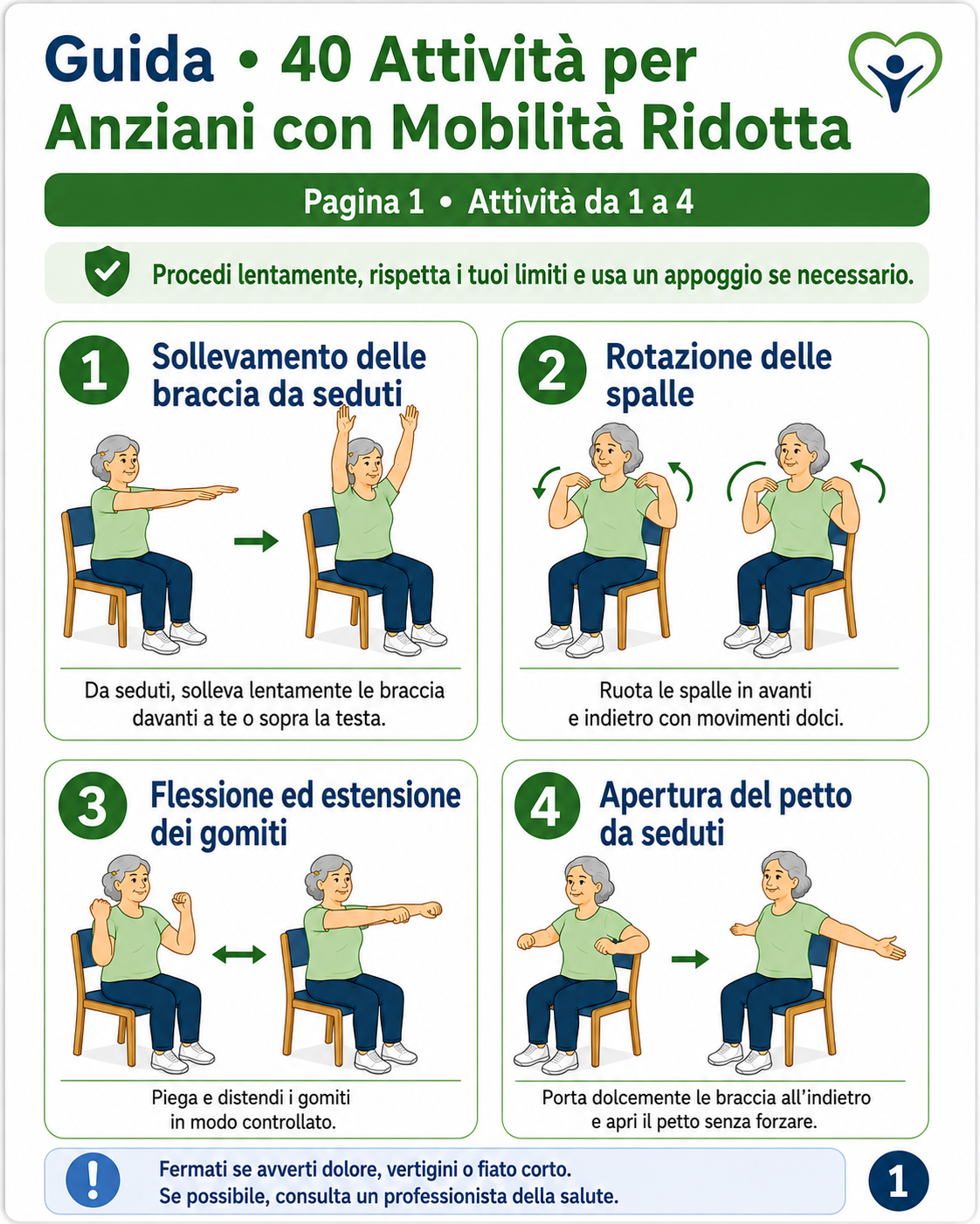 Scheda di attività per anziani con mobilità ridotta