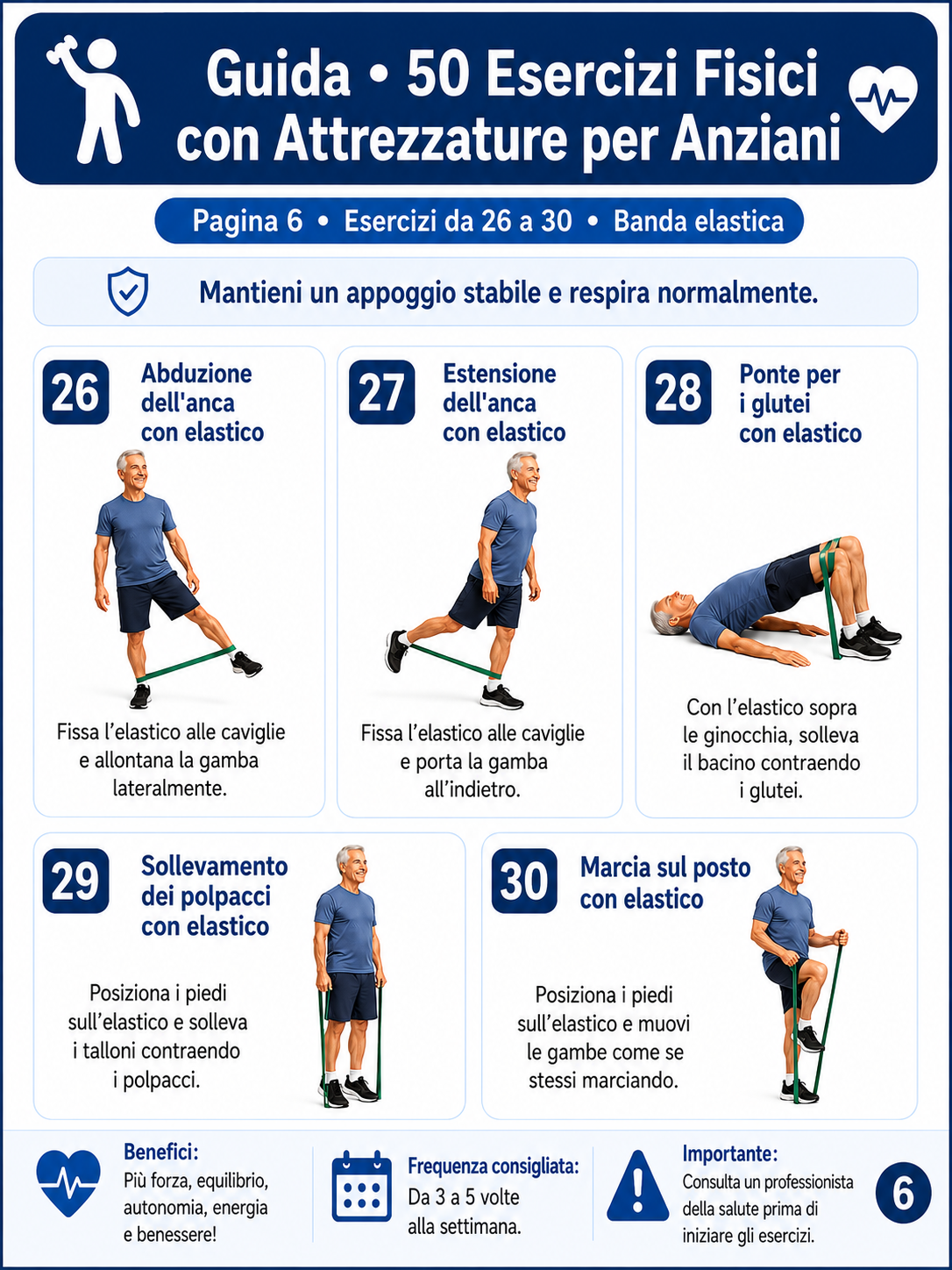 Scheda di esercizi con attrezzatura per anziani